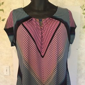 Worthington women 1x pleated scoop neck blouse